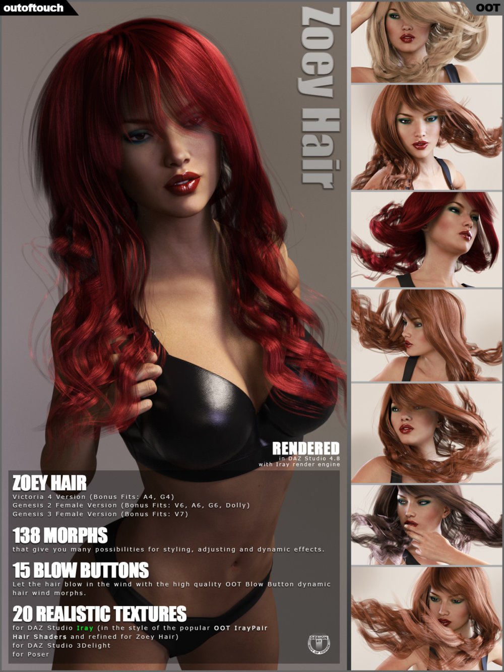 Zoey Hair V4, G2F, G3F