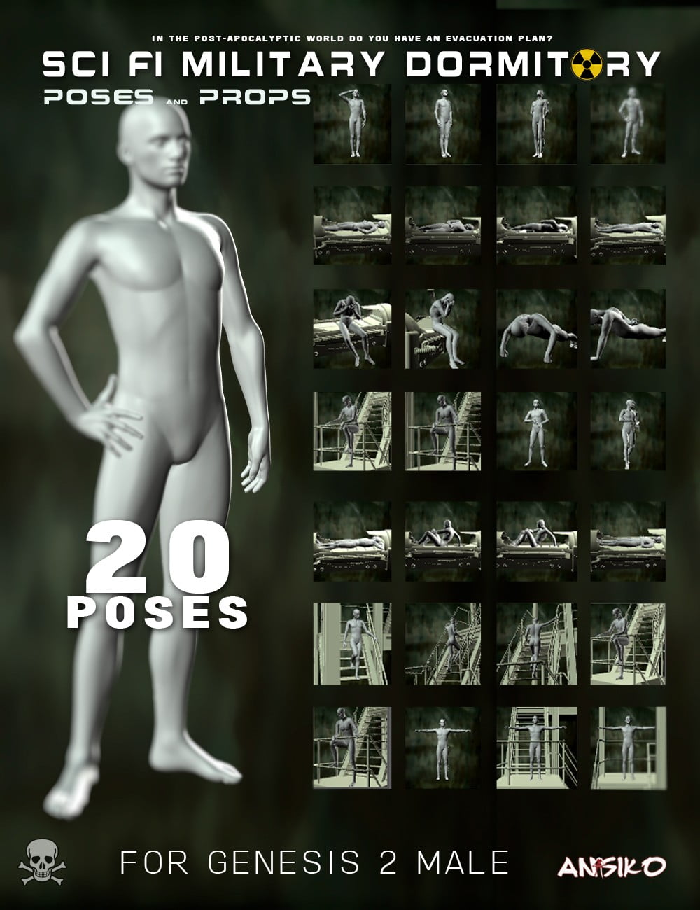 SCI FI Military Dormitory Poses and Props