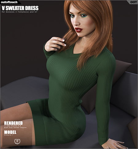 V Sweater Dress for Genesis 3 Female(s)