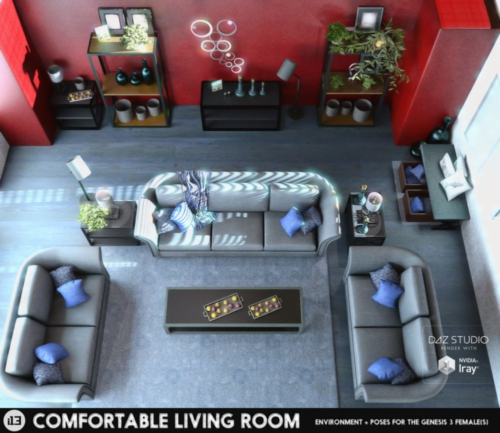i13 Comfortable Living Room with Poses for the Genesis 3 Female(s)