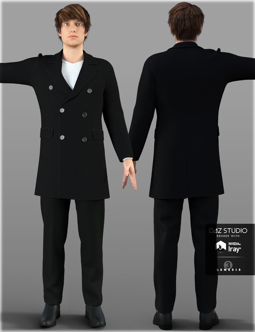 H&C Coat Outfit A for Genesis 3 Male(s)