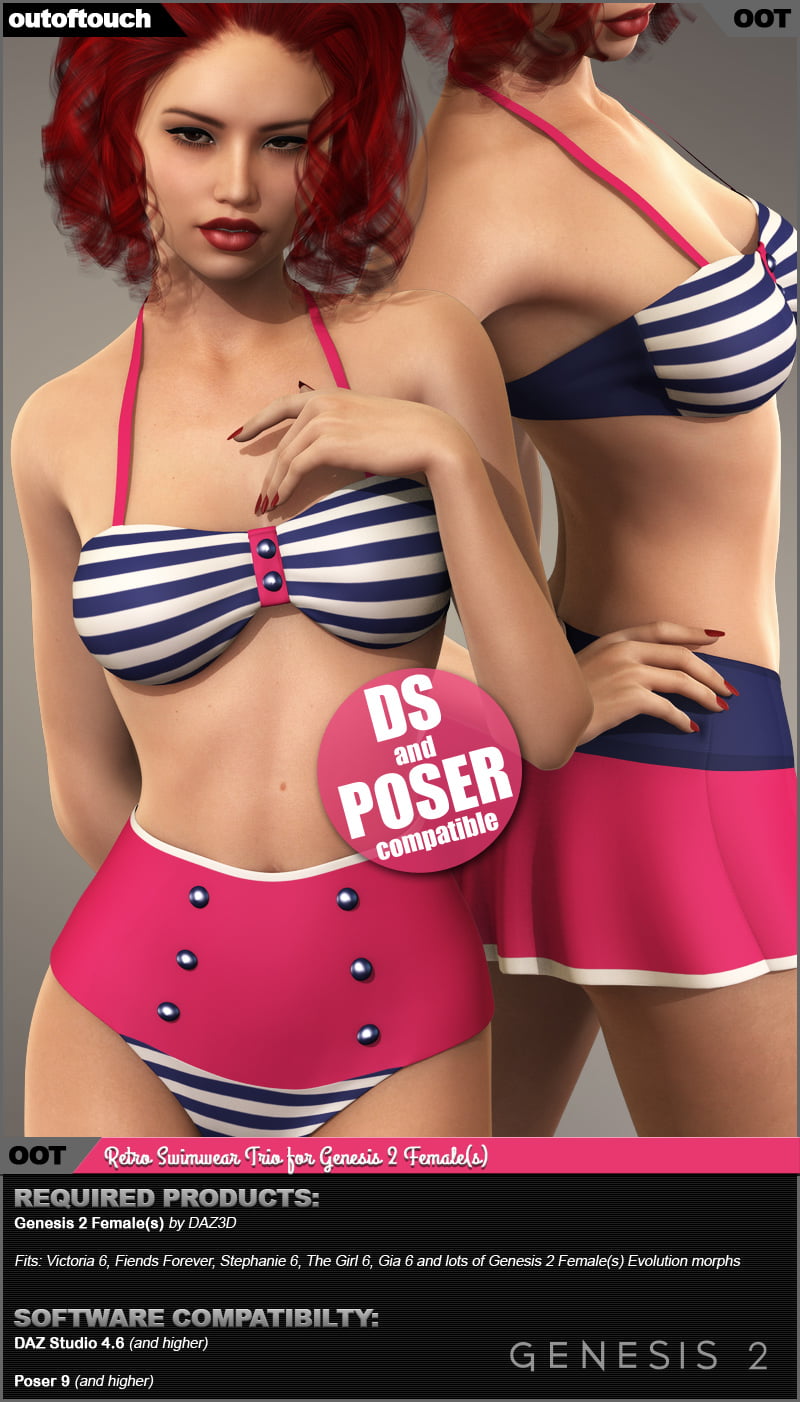 Retro Swimwear Trio for Genesis 2 Female(s)