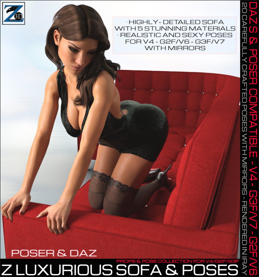 Z Luxurious Sofa + Poses - Poser & Daz