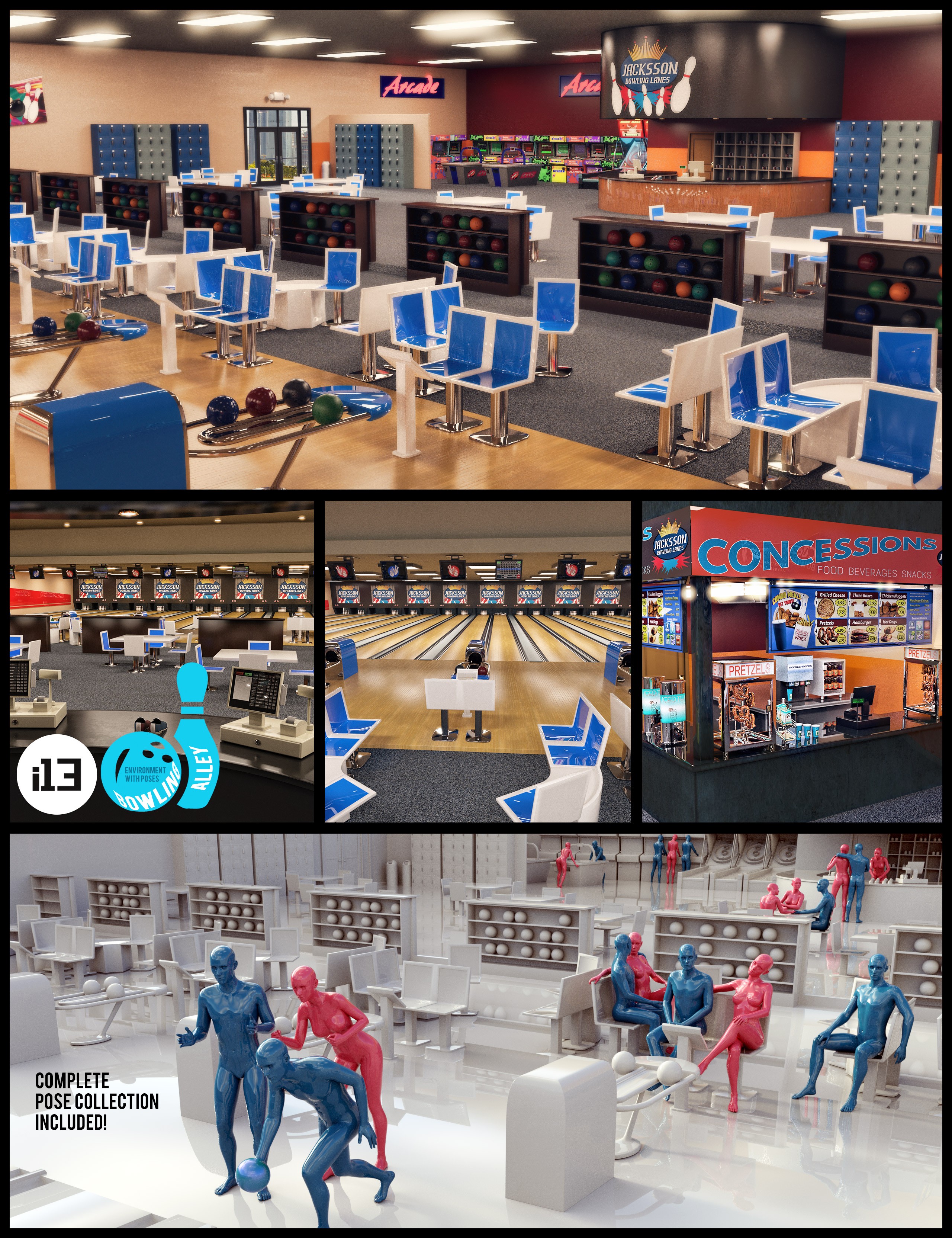 i13 Bowling Alley Environment with Poses