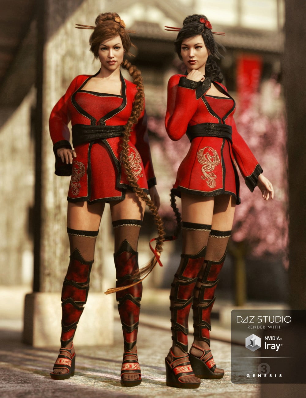 Red Lilies Outfit for Genesis 3 Female(s)