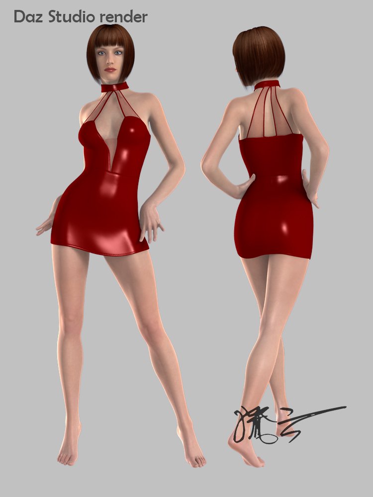 Leather Mini Dress for Genesis 2 Female