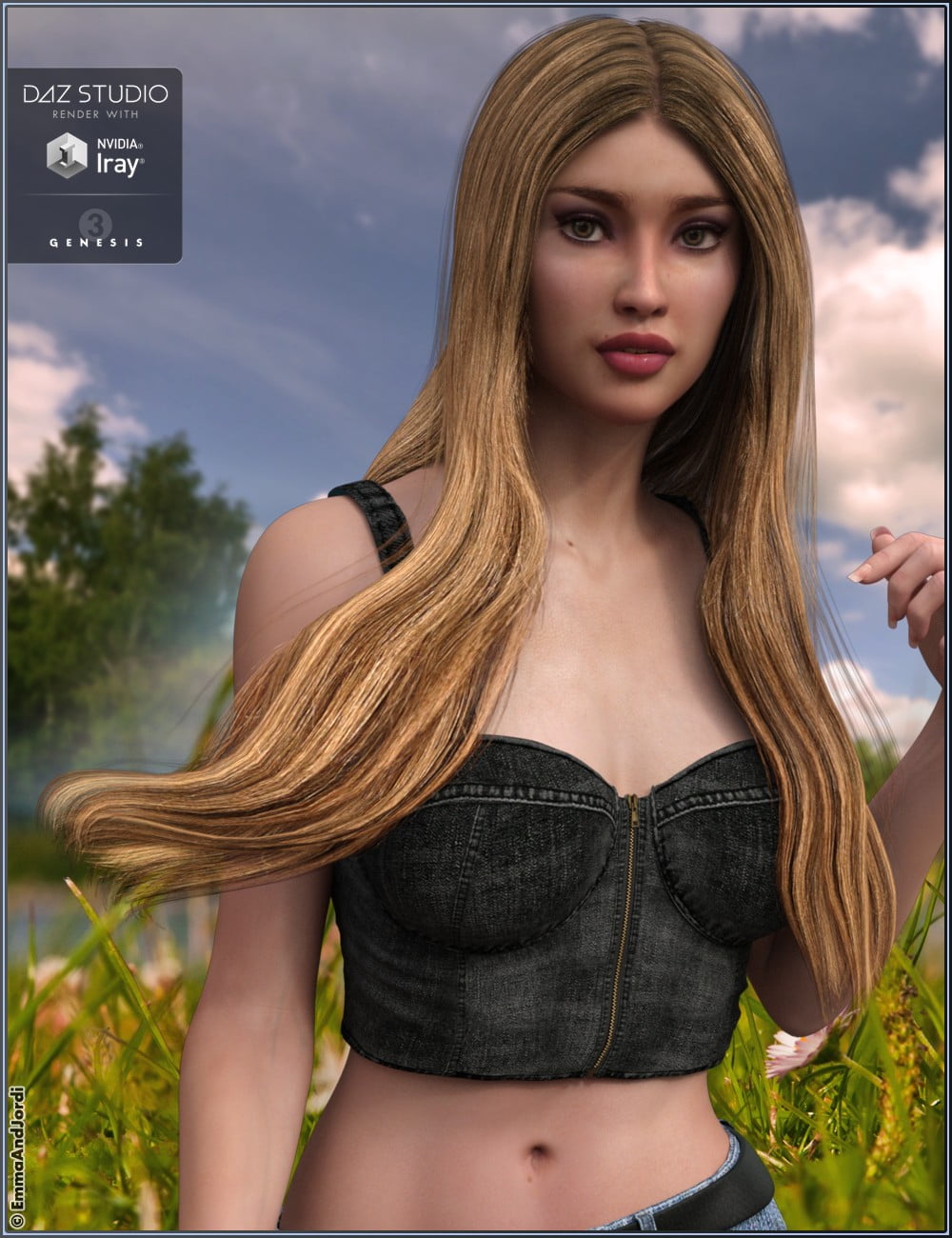 Sage Hair and Boho Headband for Genesis 3 Female(s)