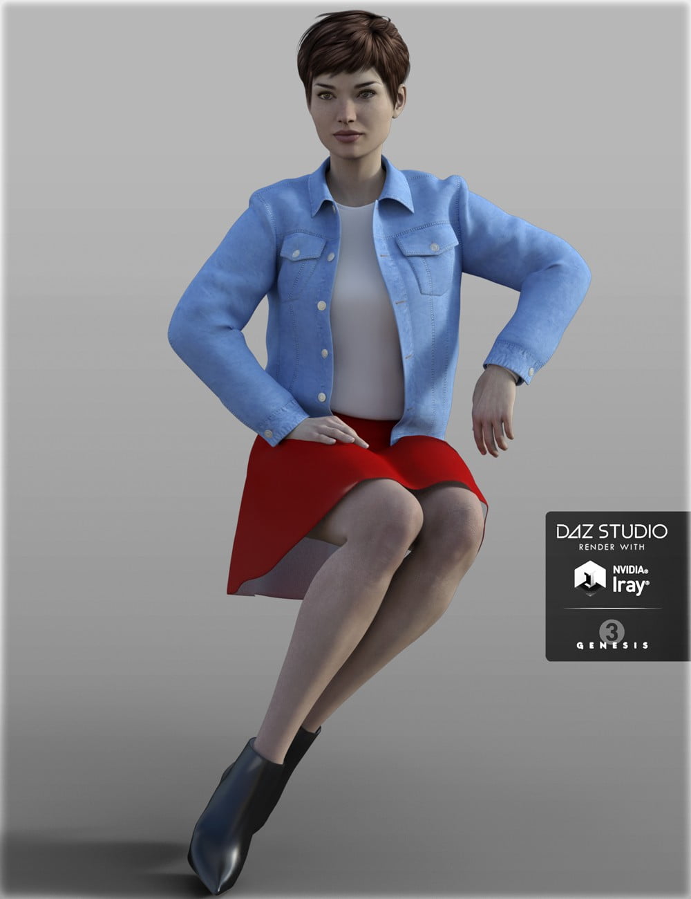 H&C Denim Jacket Outfit for Genesis 3 Female(s)
