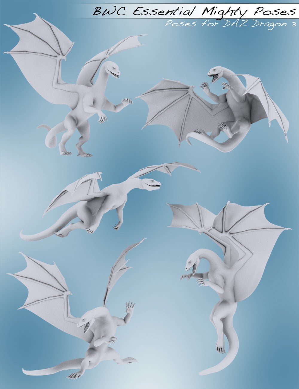 BWC Mighty Dragon Poses for DAZ Dragon 3