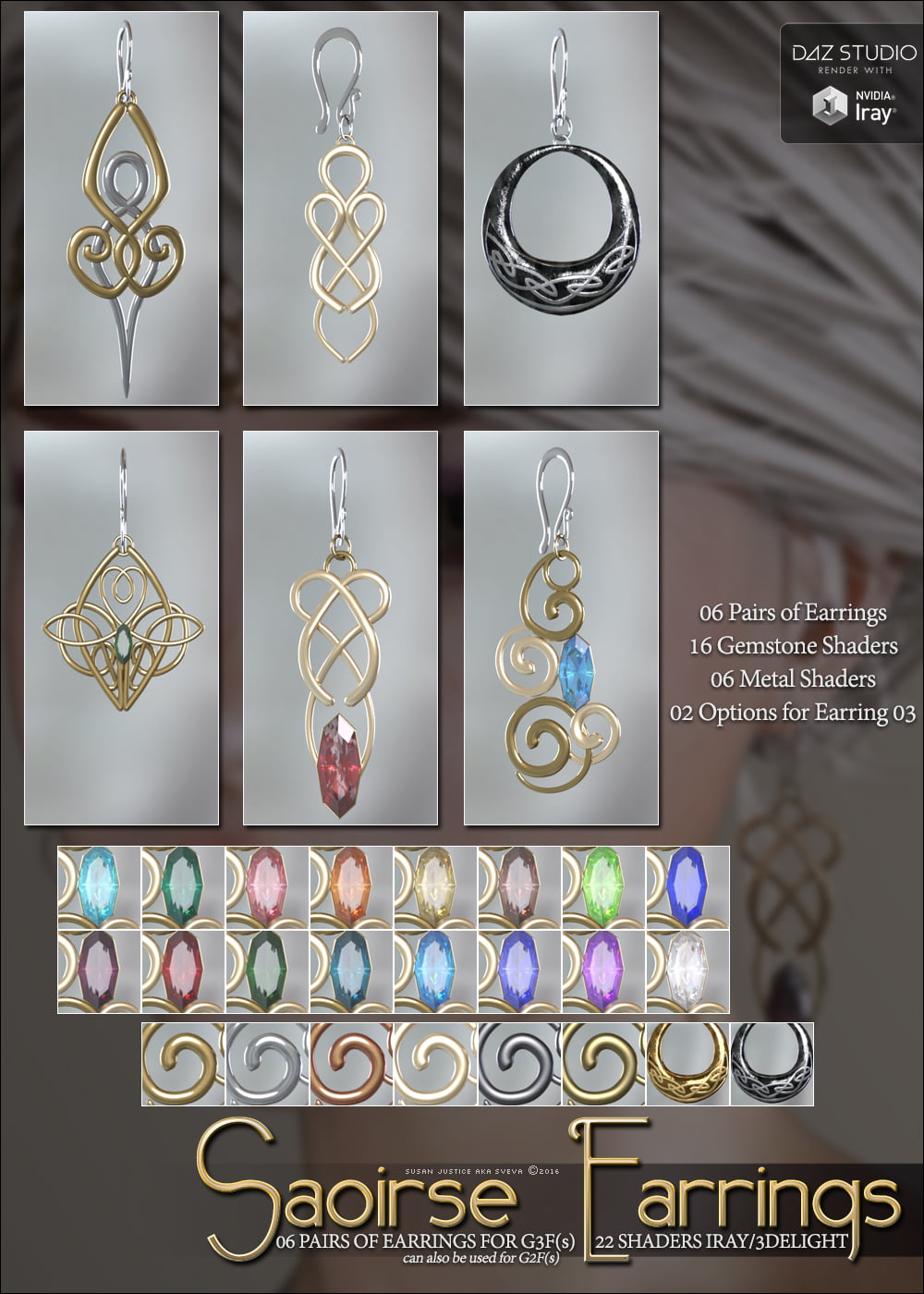 SV's Saoirse Earrings for Genesis 3 Female(s)