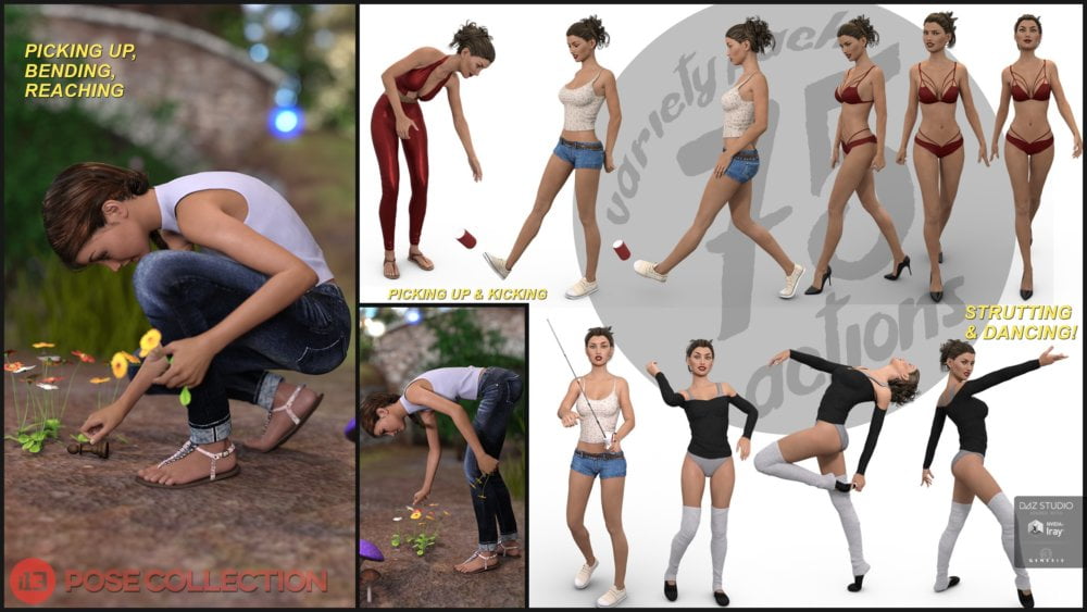 i13 75 Pose Variety Pack for the Genesis 3 Female(s)