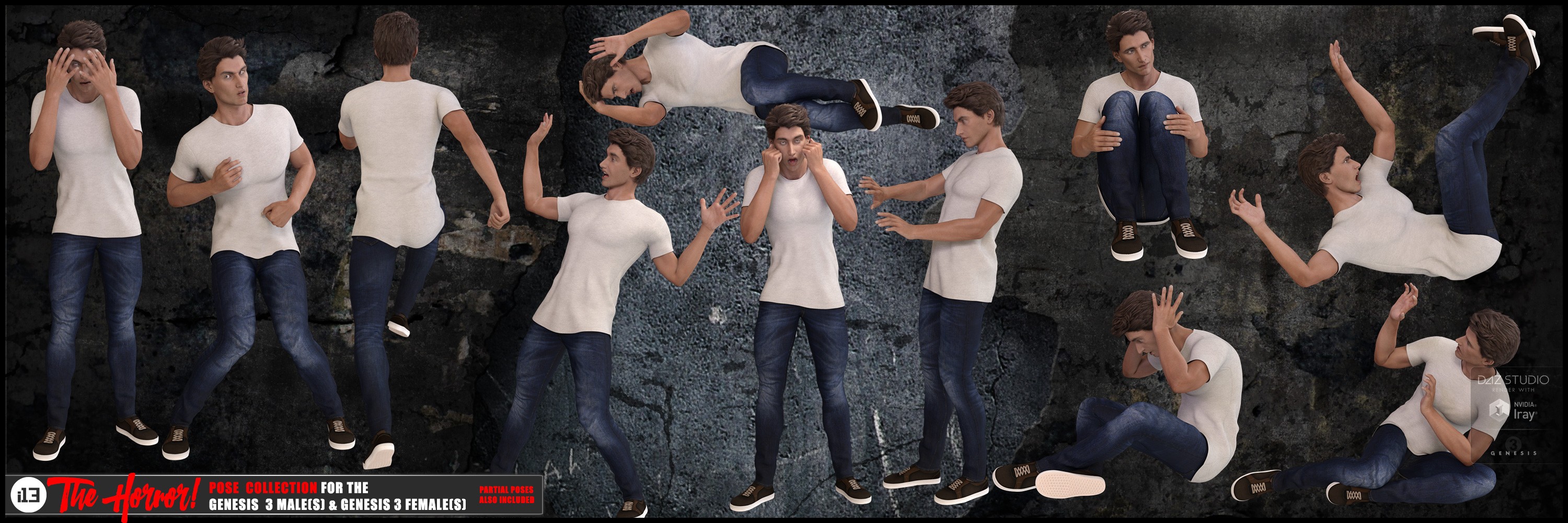 i13 The Horror! Pose Collection for the Genesis 3 Male(s) and Genesis 3 Female(s)
