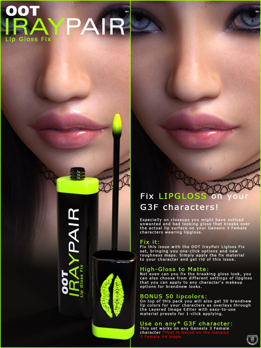 IrayPair Lipgloss Fix for Genesis 3 Female(s)