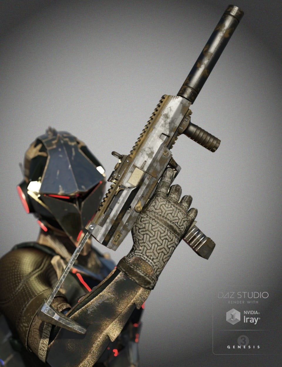 Submachine Gun for Genesis 3 Male(s) and Genesis 3 Female(s)