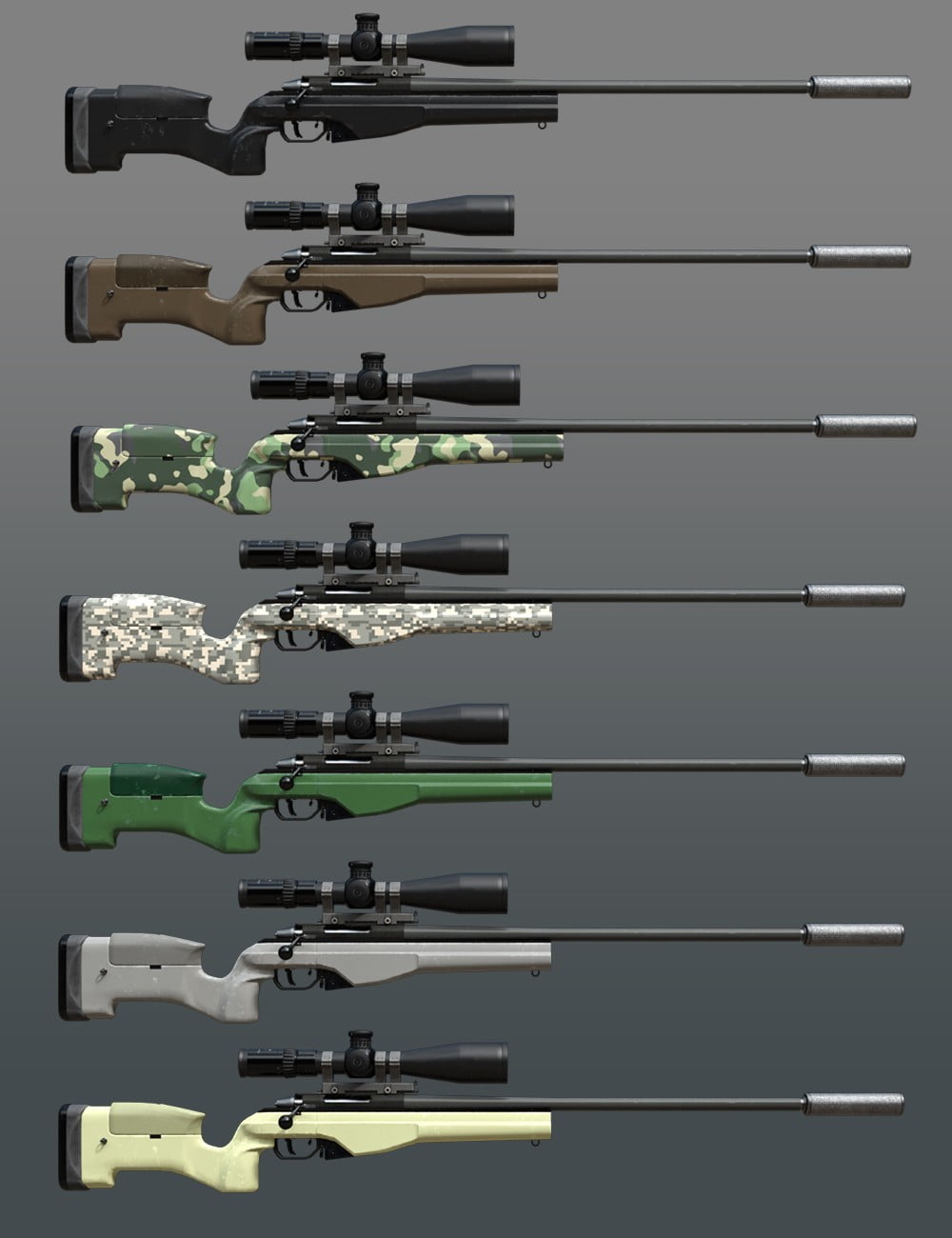 Slide3D Deadly Silence Poses with Rifle for Genesis 3 Female and Male