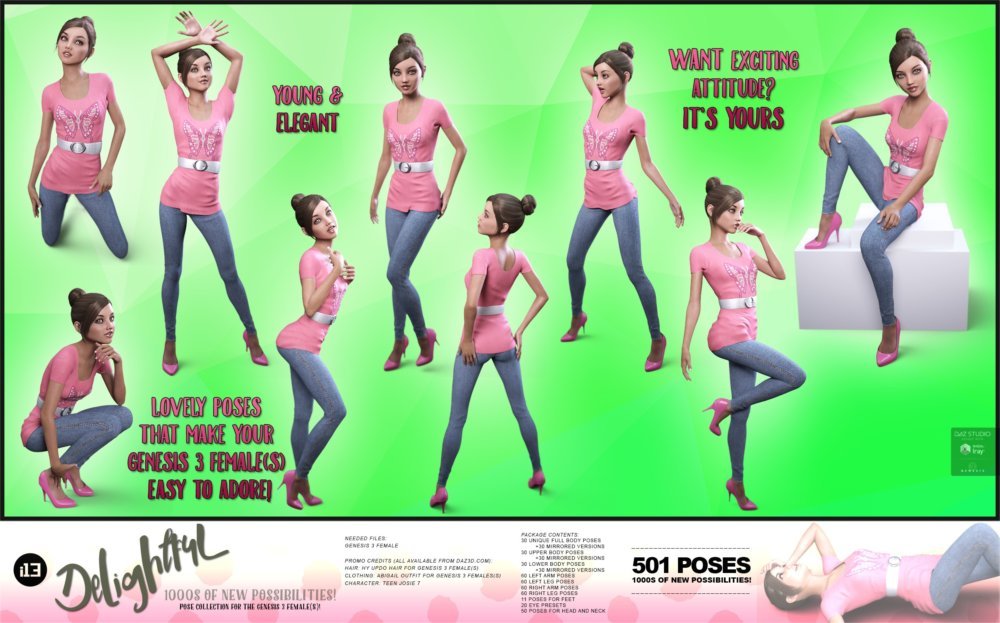 i13 Delightful Pose Collection for the Genesis 3 Female(s)