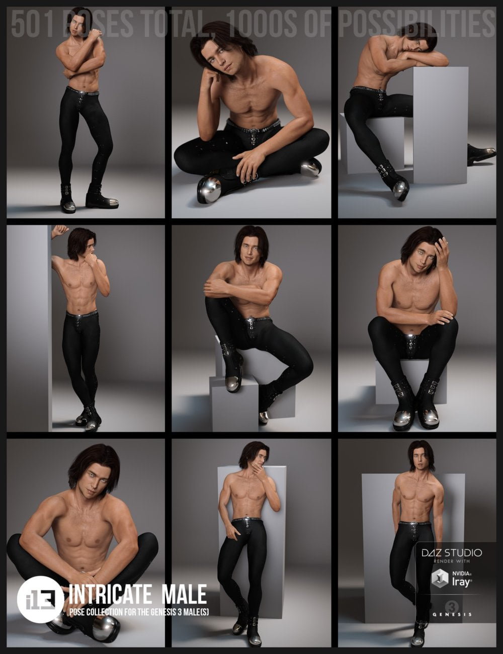 i13 Intricate Male Pose Collection for the Genesis 3 Male(s)