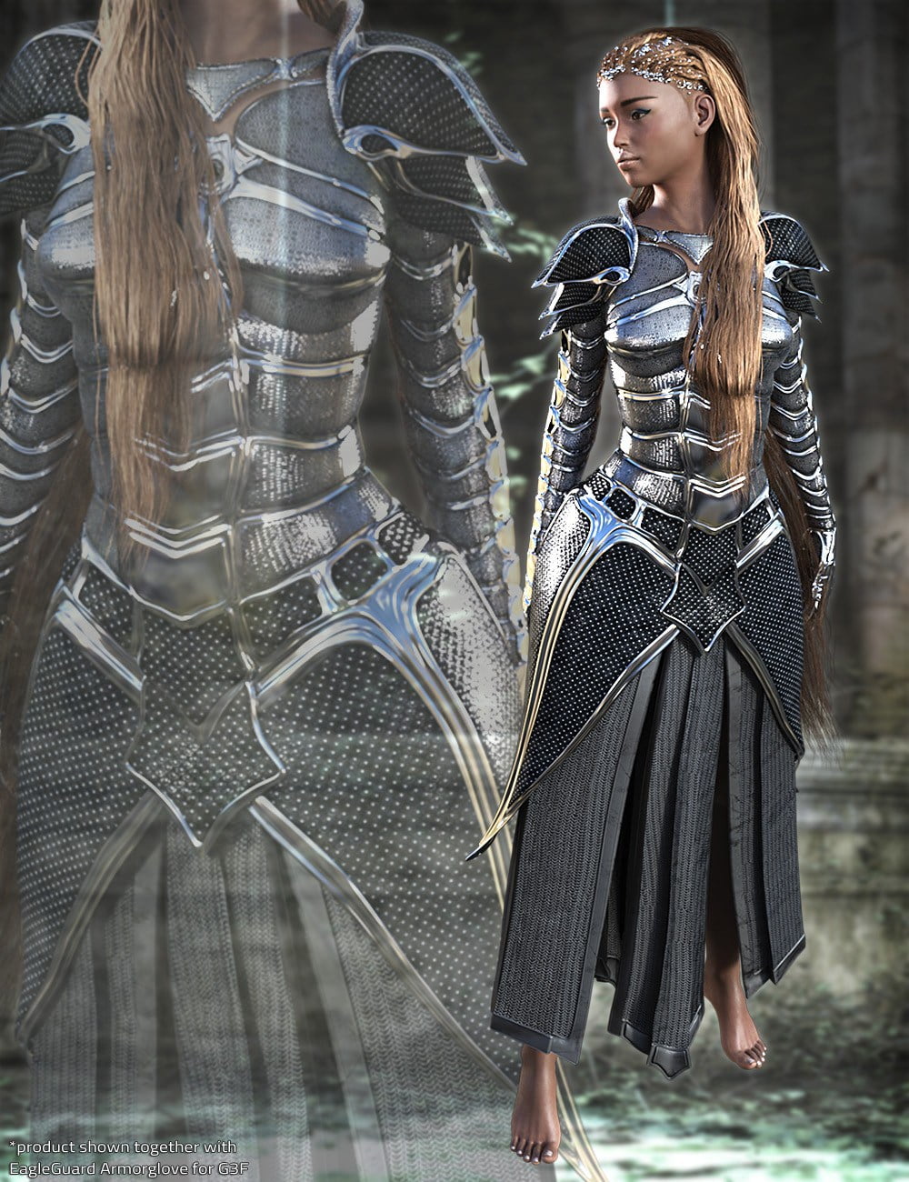 Eagle-Guard Torso Armor and Kilt for Genesis 3 Female(s) and Male(s)