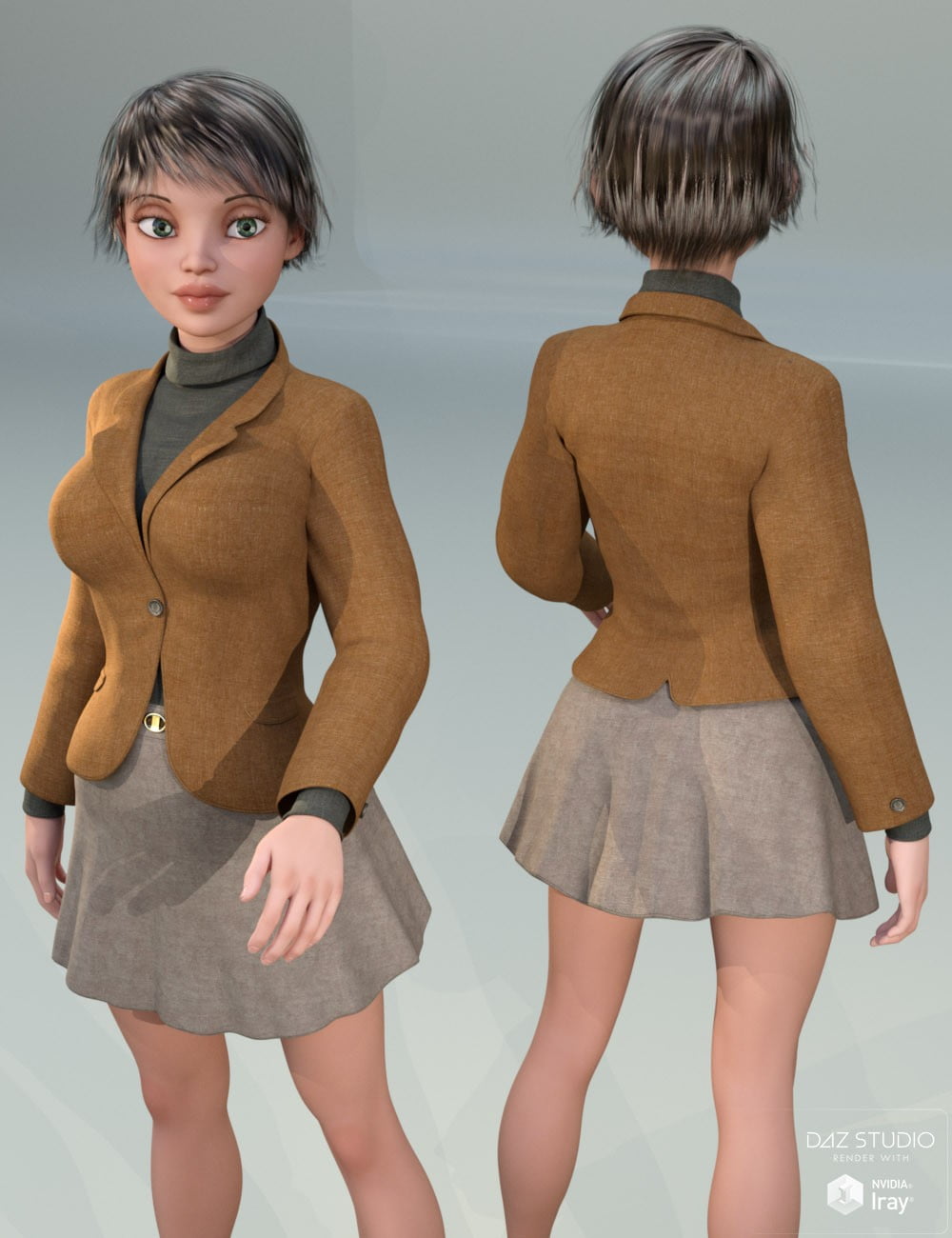 Blazer and Flare Skirt for Genesis 3 Female(s)