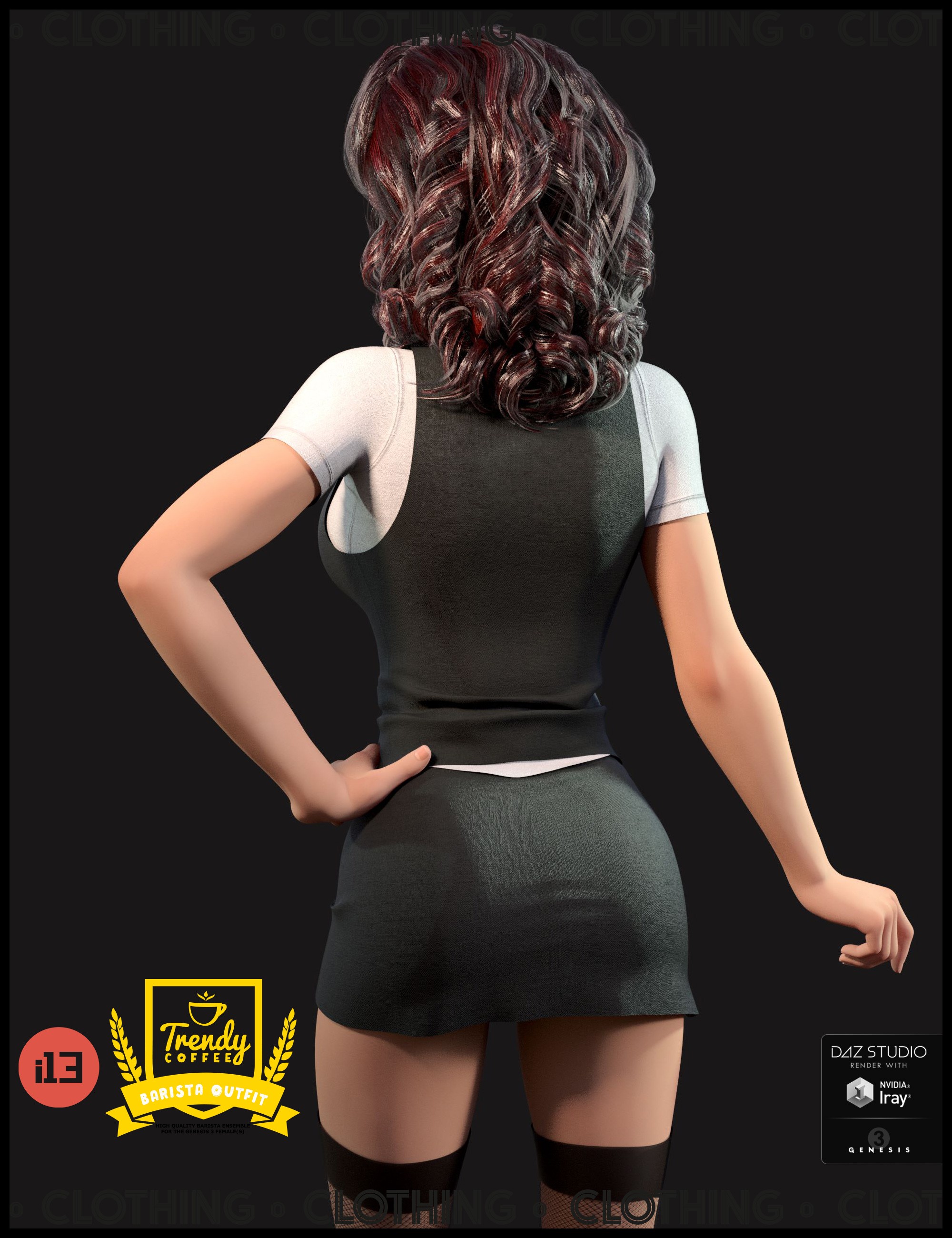 i13 Trendy Coffee Shop Barista Outfit for the Genesis 3 Female(s)