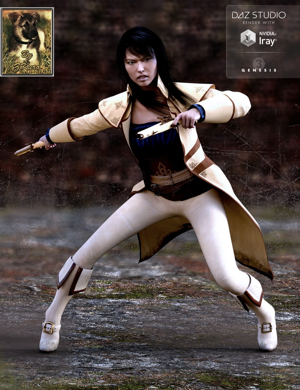 Long Leather Coat and Hat for Genesis 3 Female(s)