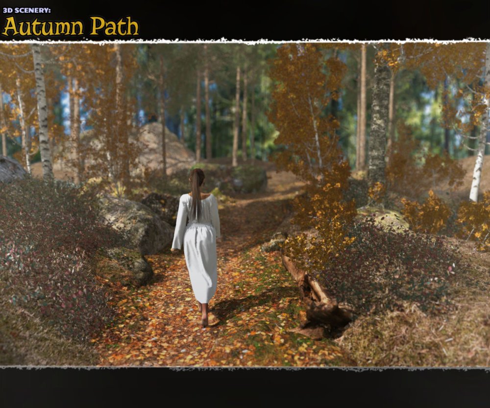 3D Scenery: Autumn Path