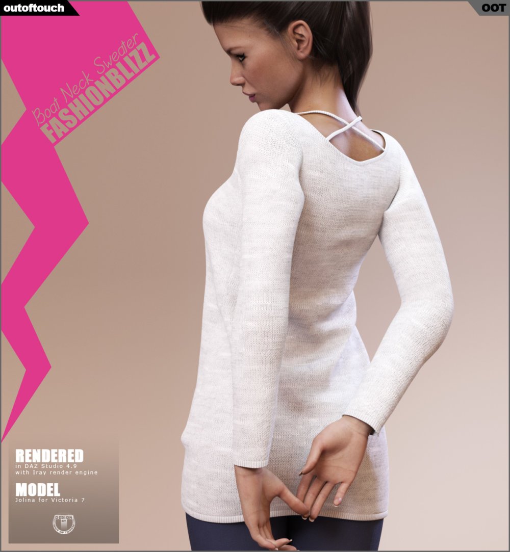 Fashion Blizz: Boat Neck Sweater for Genesis 3 Female(s)