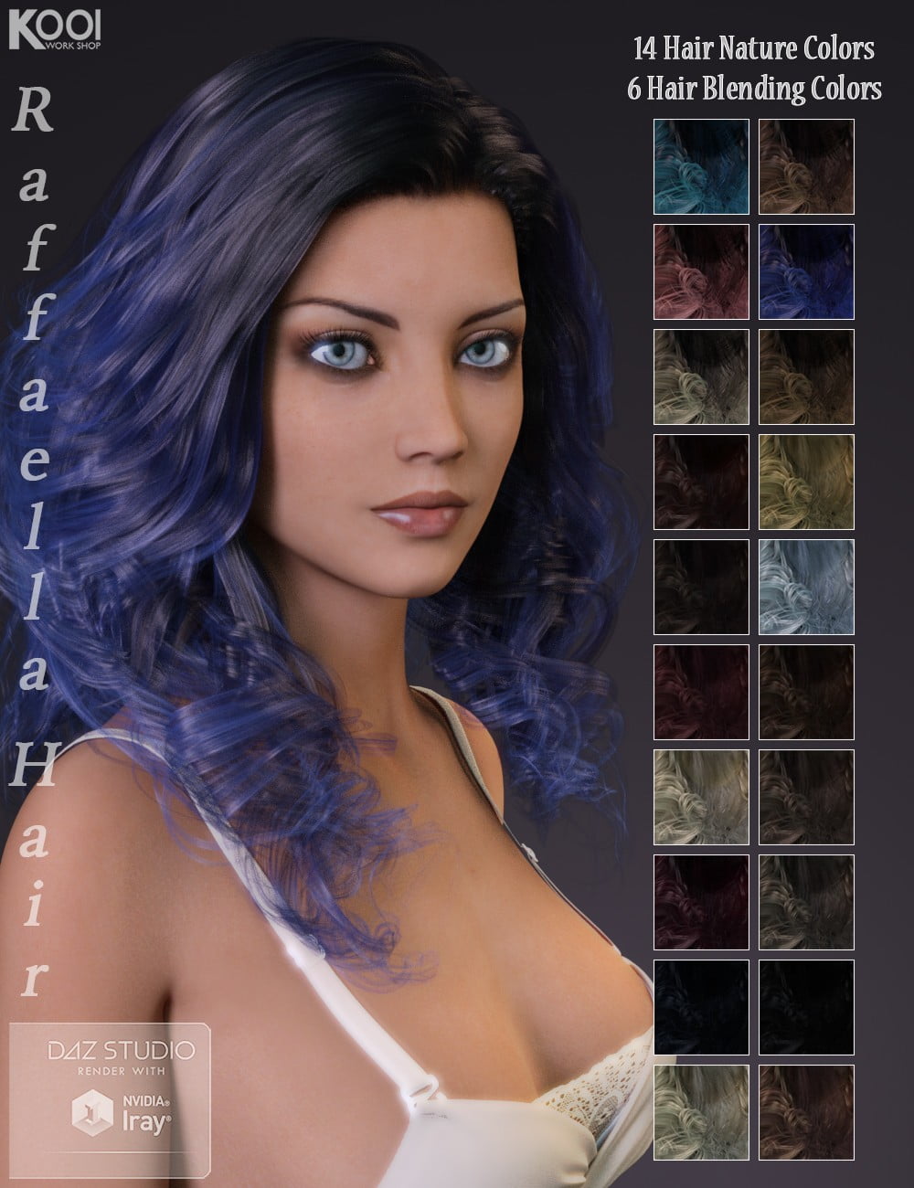 Raffaella Hair for Genesis 3 Female(s)
