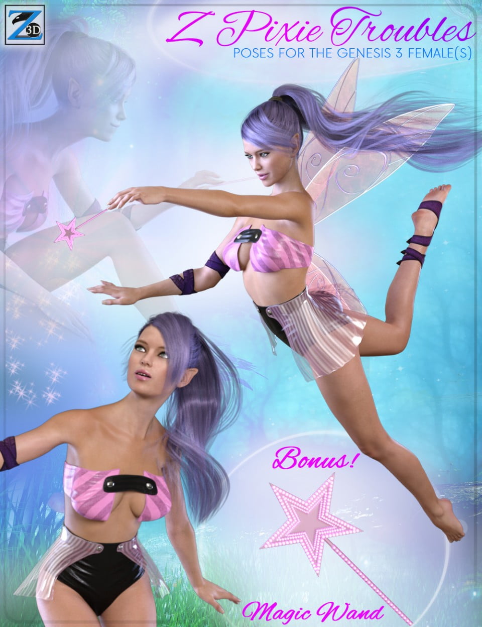 Z Pixie Troubles - Poses for the Genesis 3 Female(s)