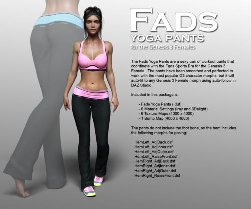 Fads Yoga Pants for Genesis 3 Female