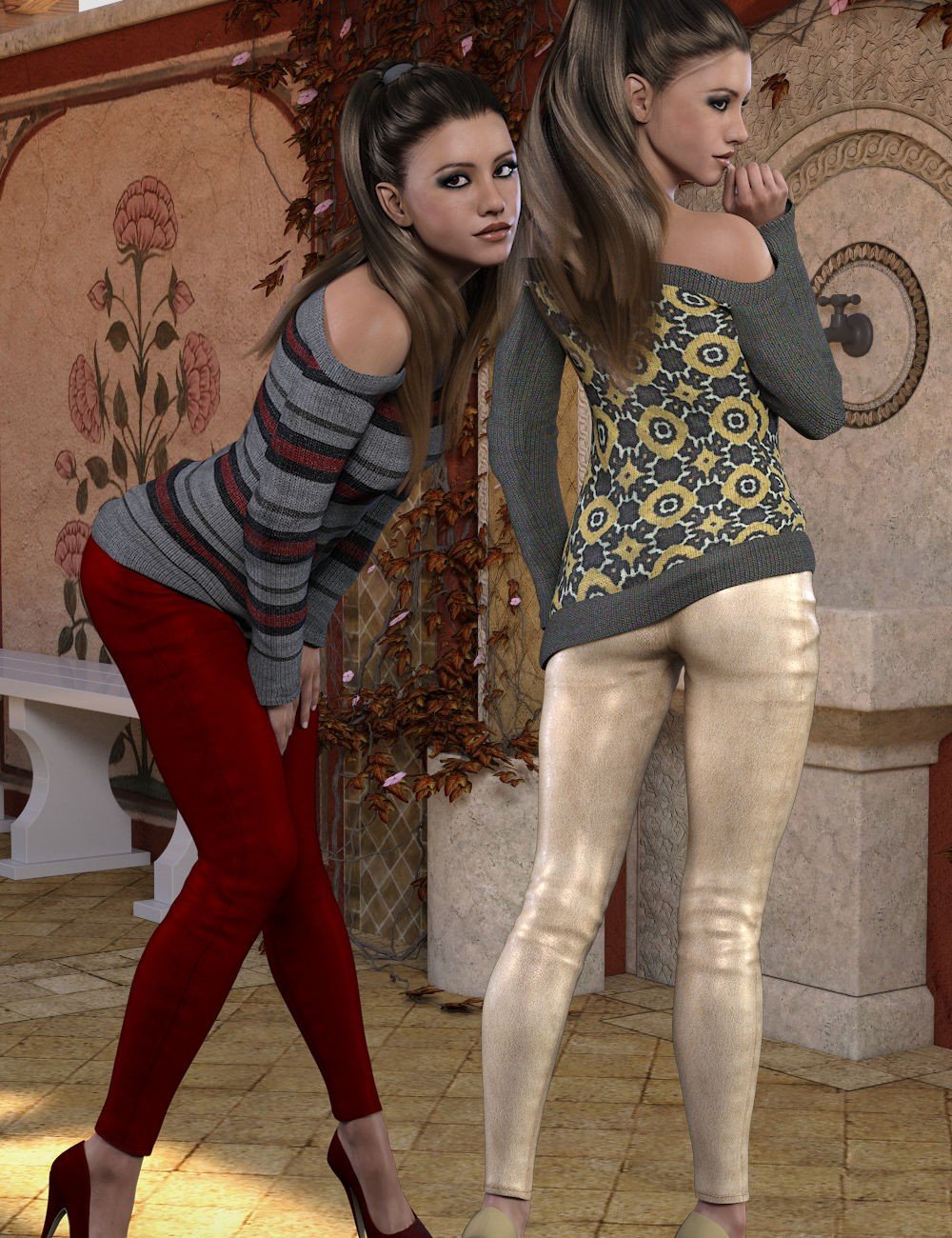 Slick Leather Outfit for Genesis 3 Female