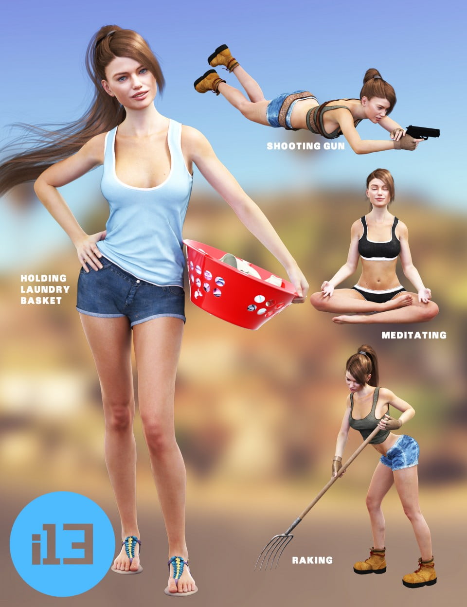 i13 75 Pose Variety Pack 2 for the Genesis 3 Female