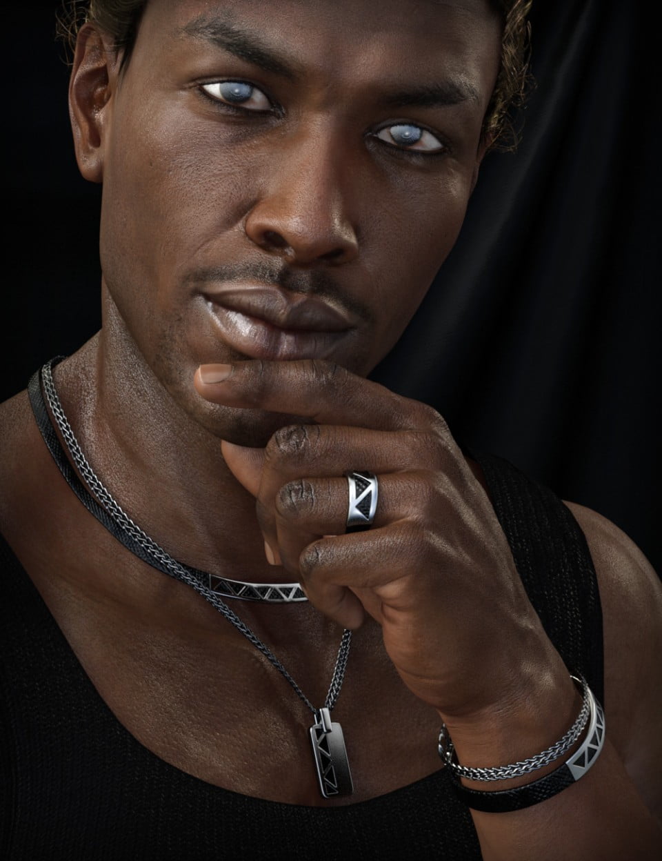 Modern Steel Jewelry for Genesis 3 Males