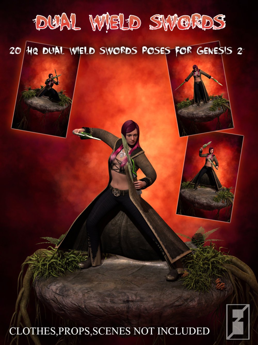 Dual Wield Swords - Poses For Genesis 2