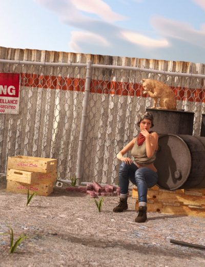 01-the-back-fence-chainlink-junkyard-oil-drum-pallete-daz3d-1