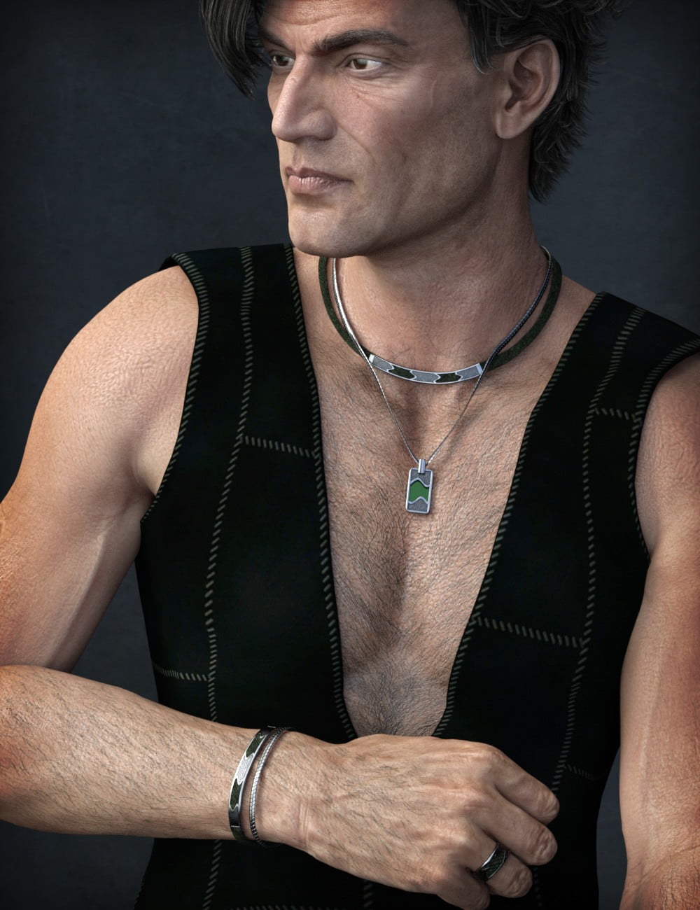 Modern Steel Jewelry for Genesis 3 Males