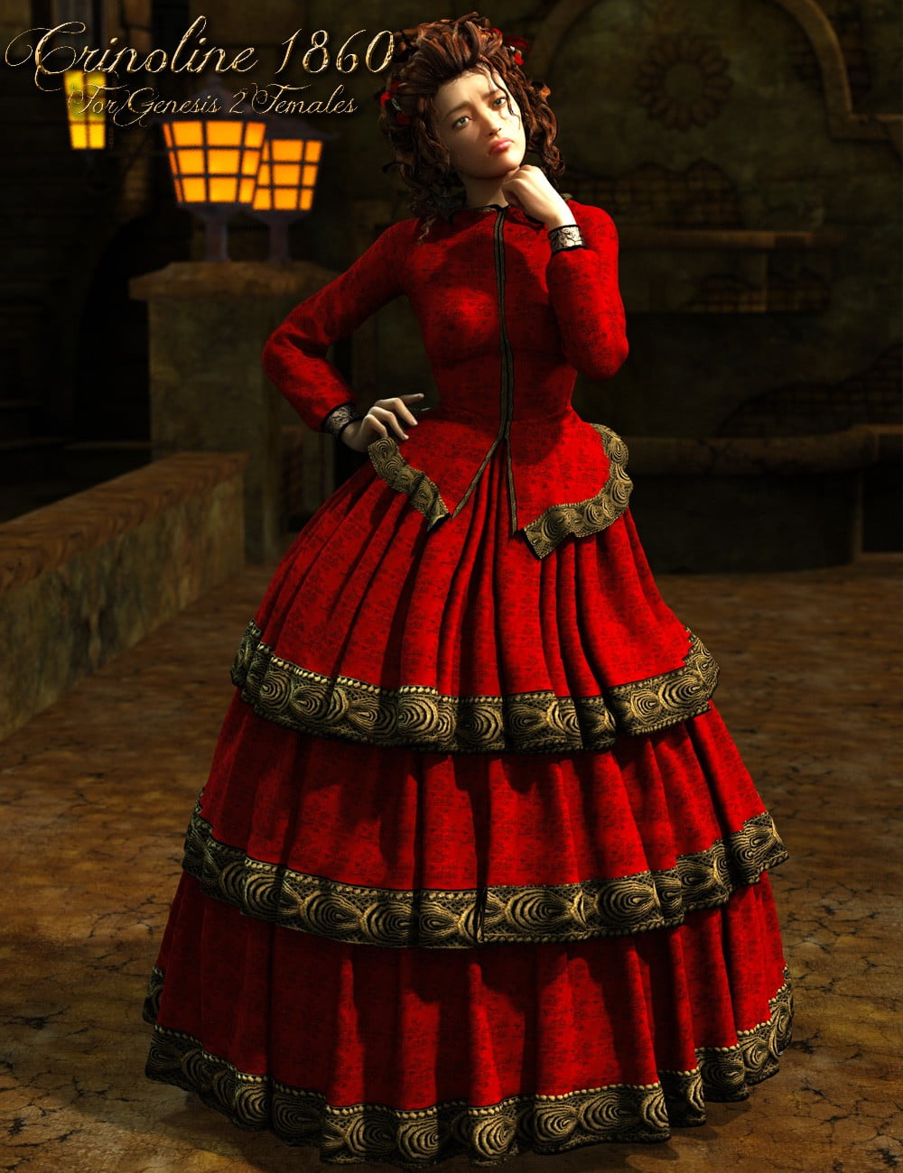 1860 Crinoline Dress for Genesis 2 Female(s)
