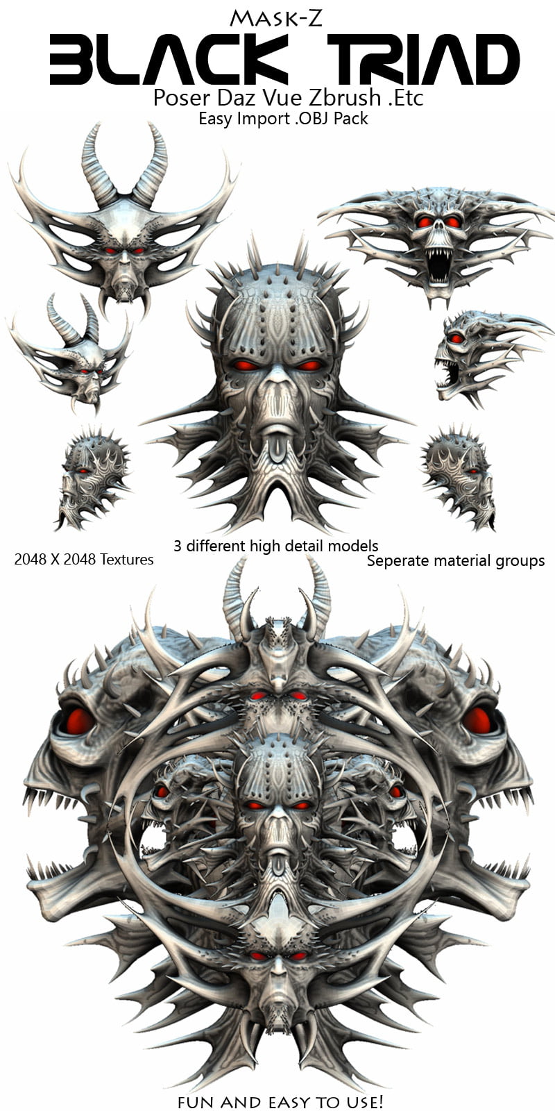 Black Triad .OBJ Pack