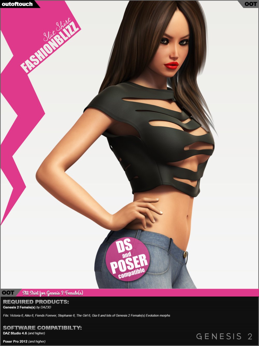 Fashion Blizz - Slit Shirt for Genesis 2 Female(s)