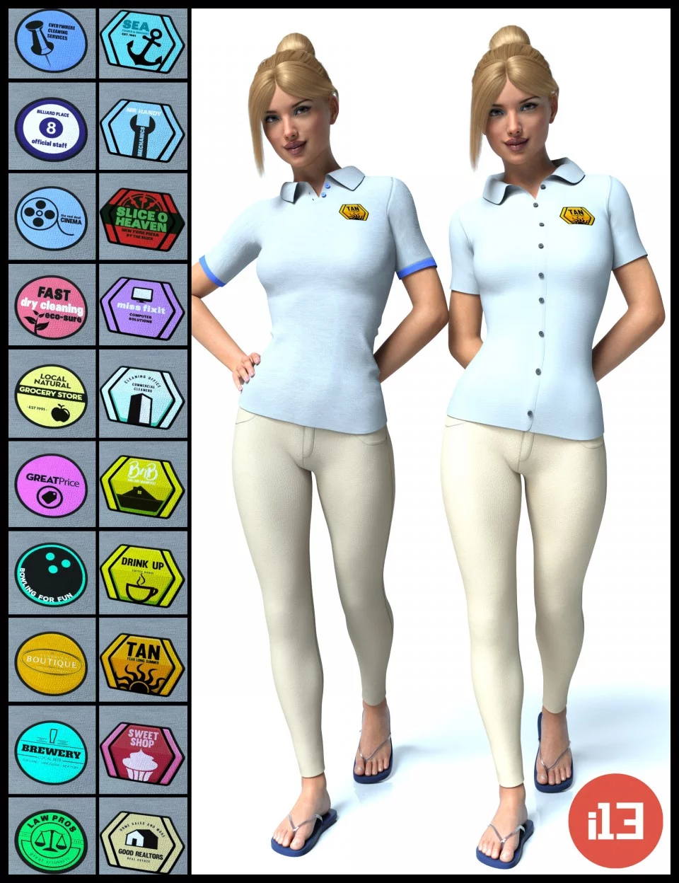 i13 Retail Clerk Outfit for Genesis 3 Female(s) ⋆ Freebies Daz 3D