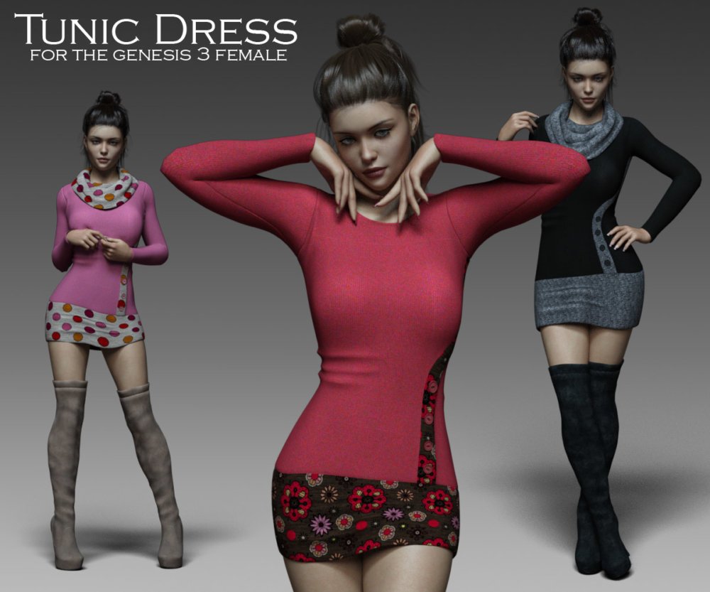 Tunic Dress and OTK Boots for G3F