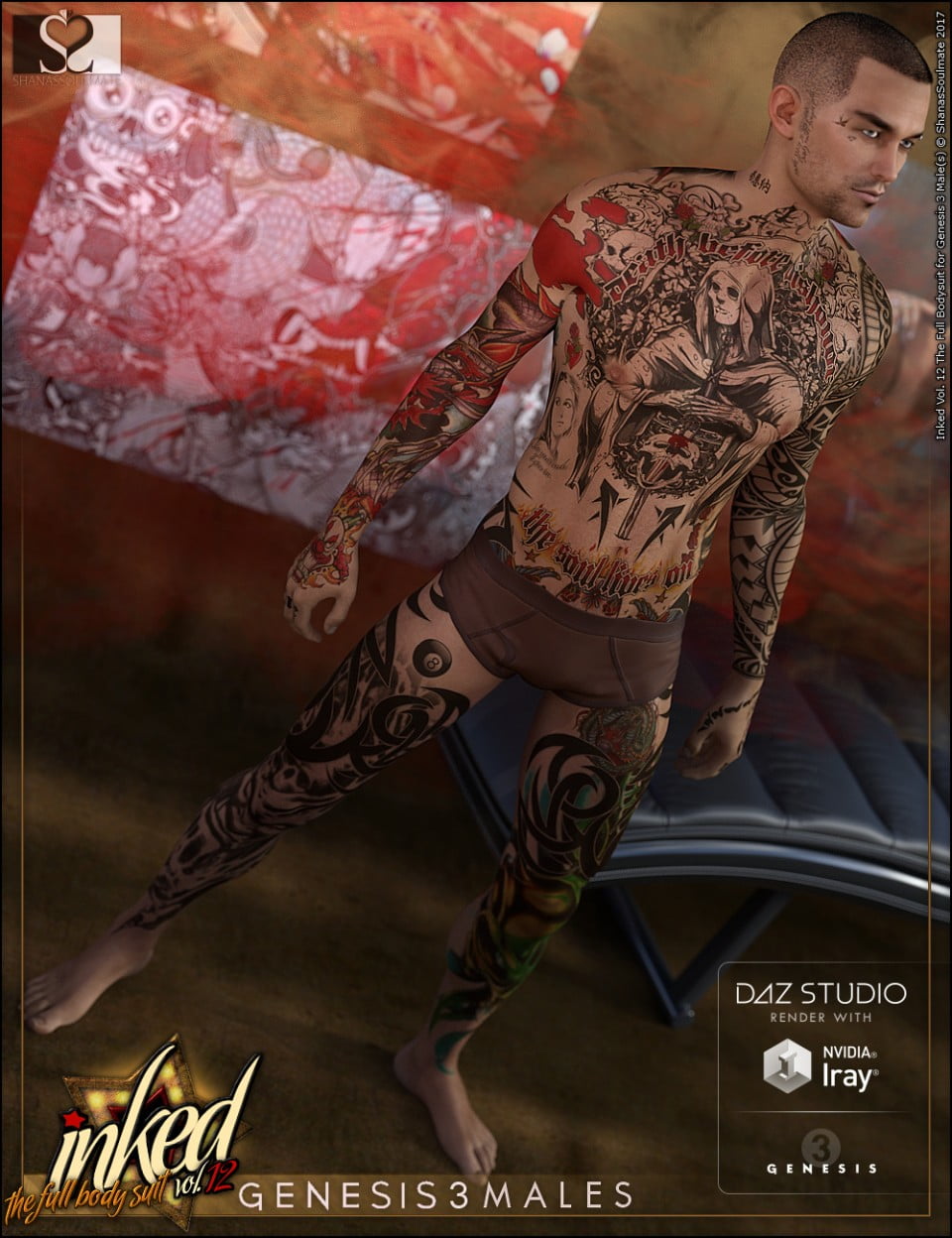 Inked Vol.12: The Full Bodysuit for Genesis 3 Male(s)