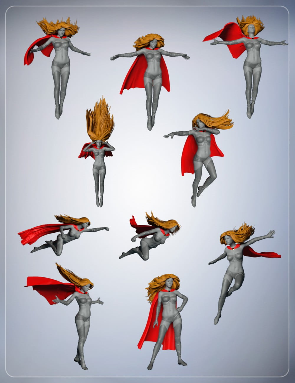 Super Cloak and Superhero Poses for Genesis 3 Female(s)
