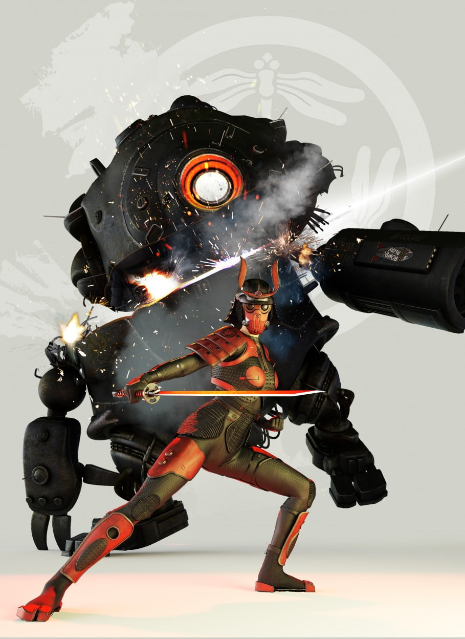 Sci-fi Samurai Outfit for Genesis 3 Female(s)