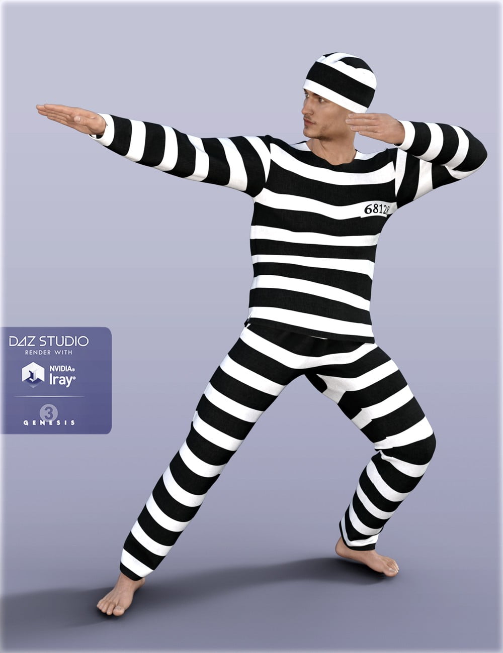 H&C Prisoner Clothing and Shackles for Genesis 3 Male(s)