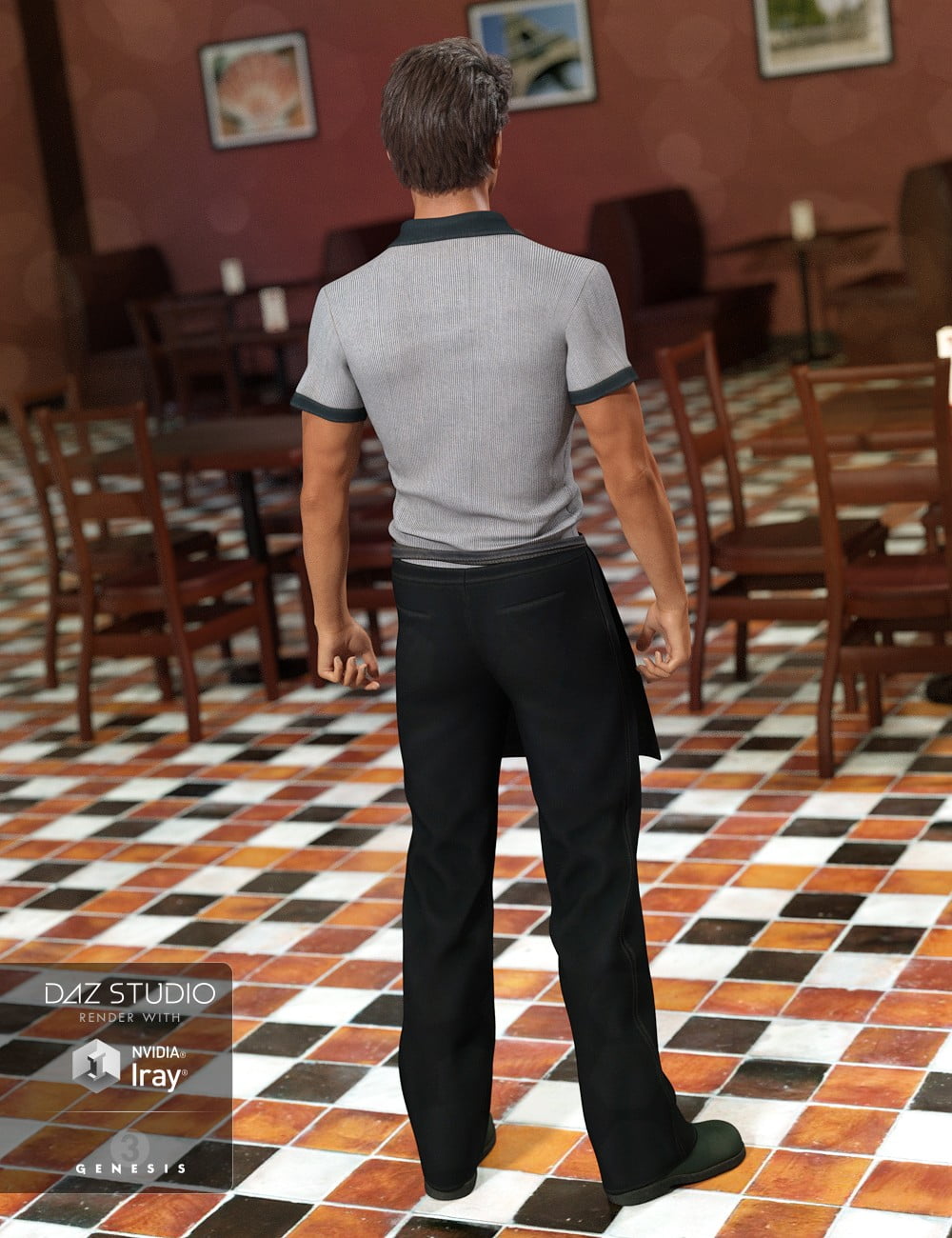 Restaurant Waiter Uniform for Genesis 3 Male(s)