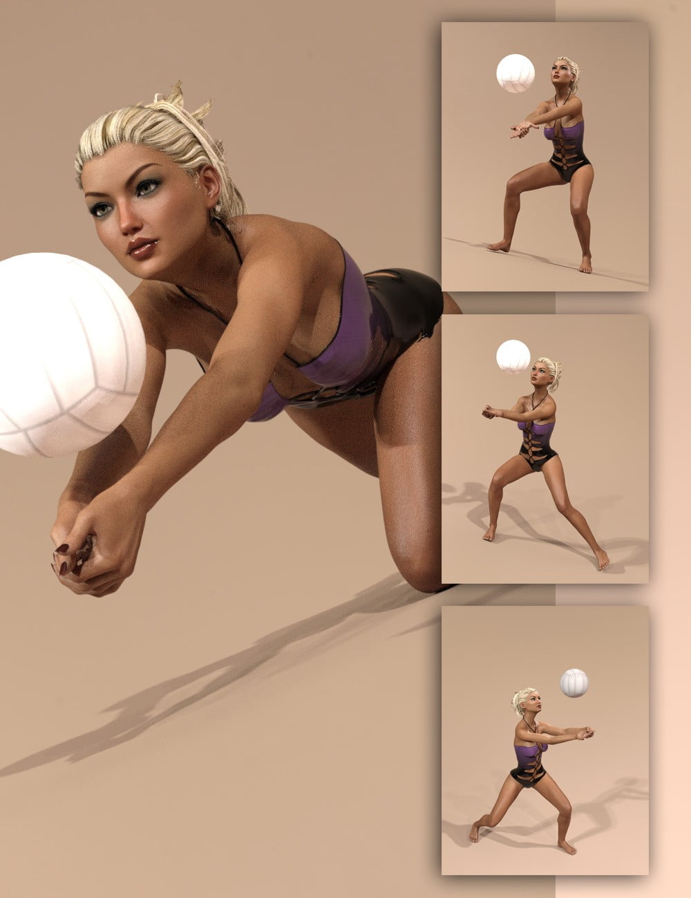 Beach Volleyball Poses for Genesis 3 Female(s)