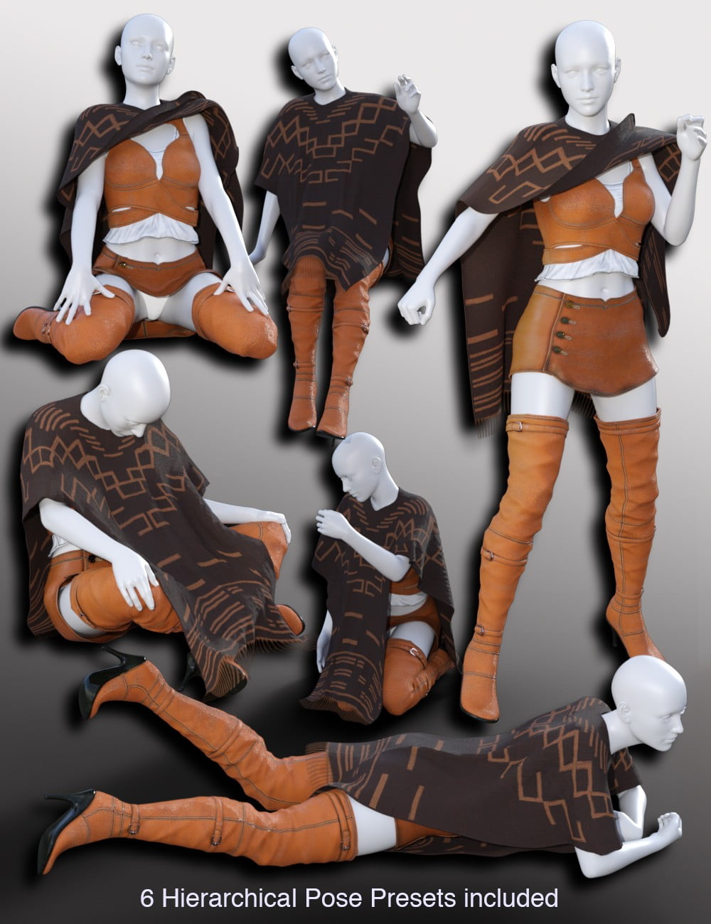 Poncho Girl Outfit for Genesis 3 Female(s) and Victoria 7
