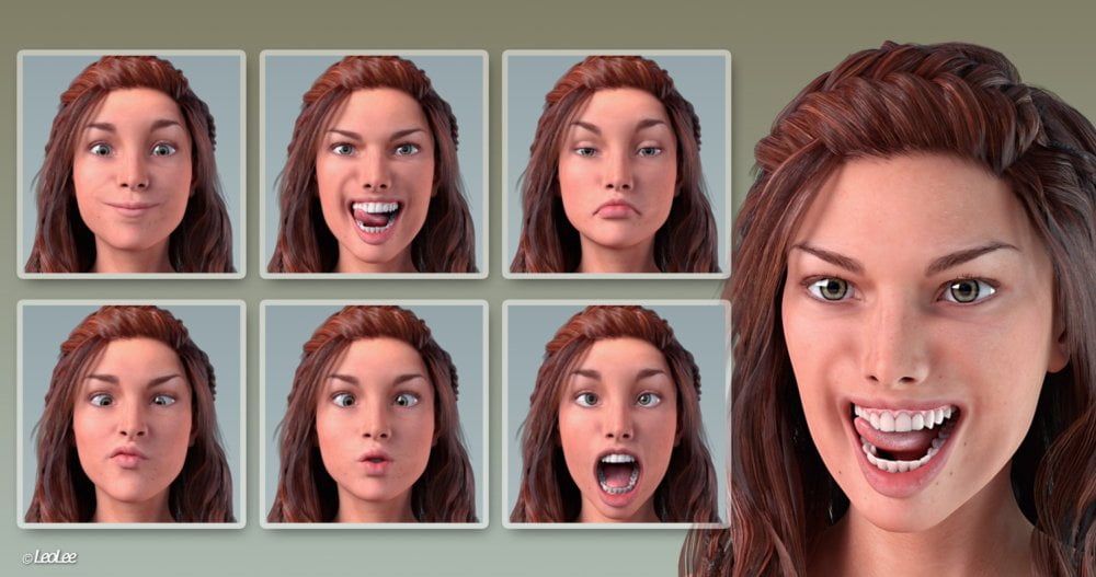 Grimaces - Morph Dial & One-Click Expressions for Genesis 3 Female