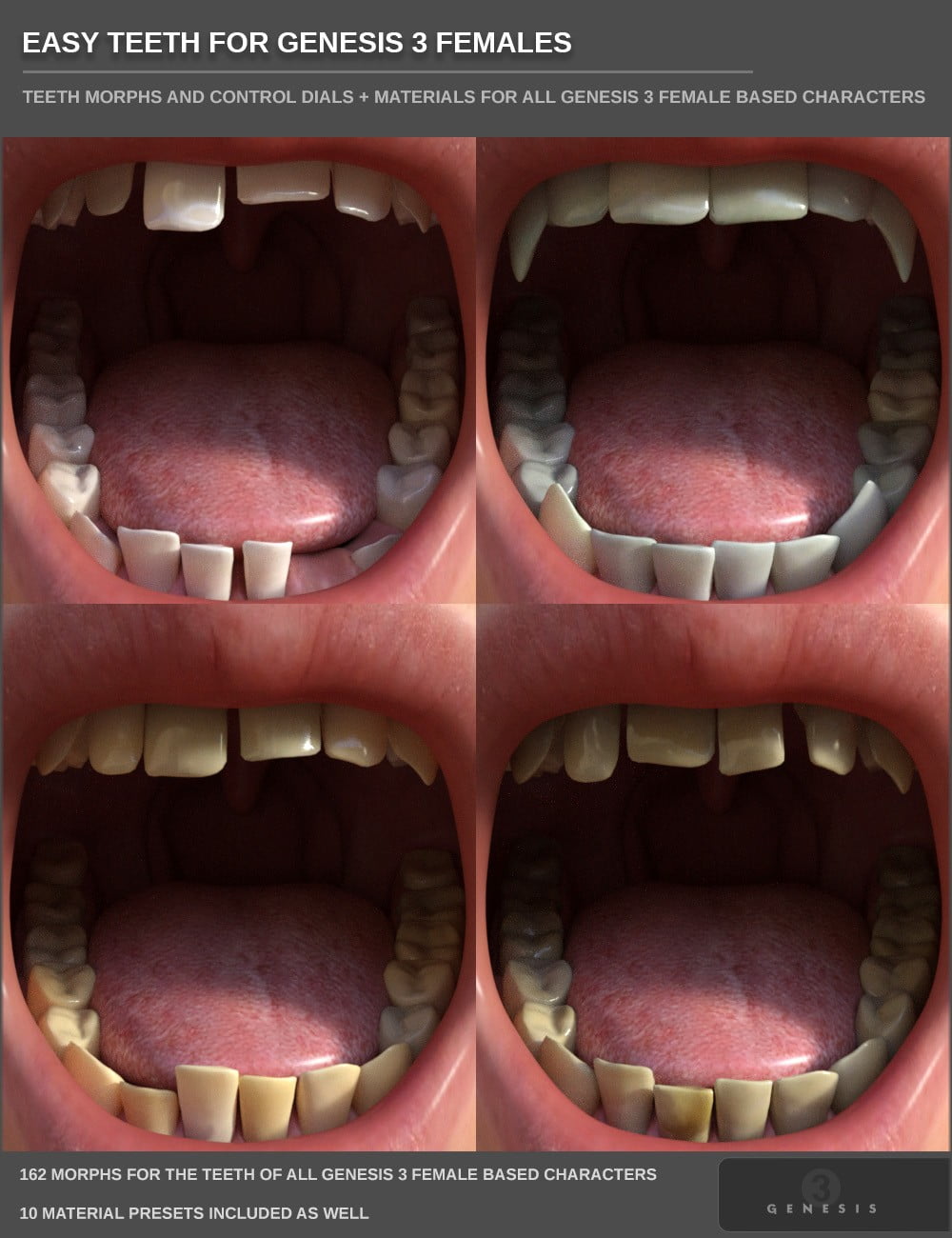 Easy Teeth for Genesis 3 Female(s) and Merchant Resource
